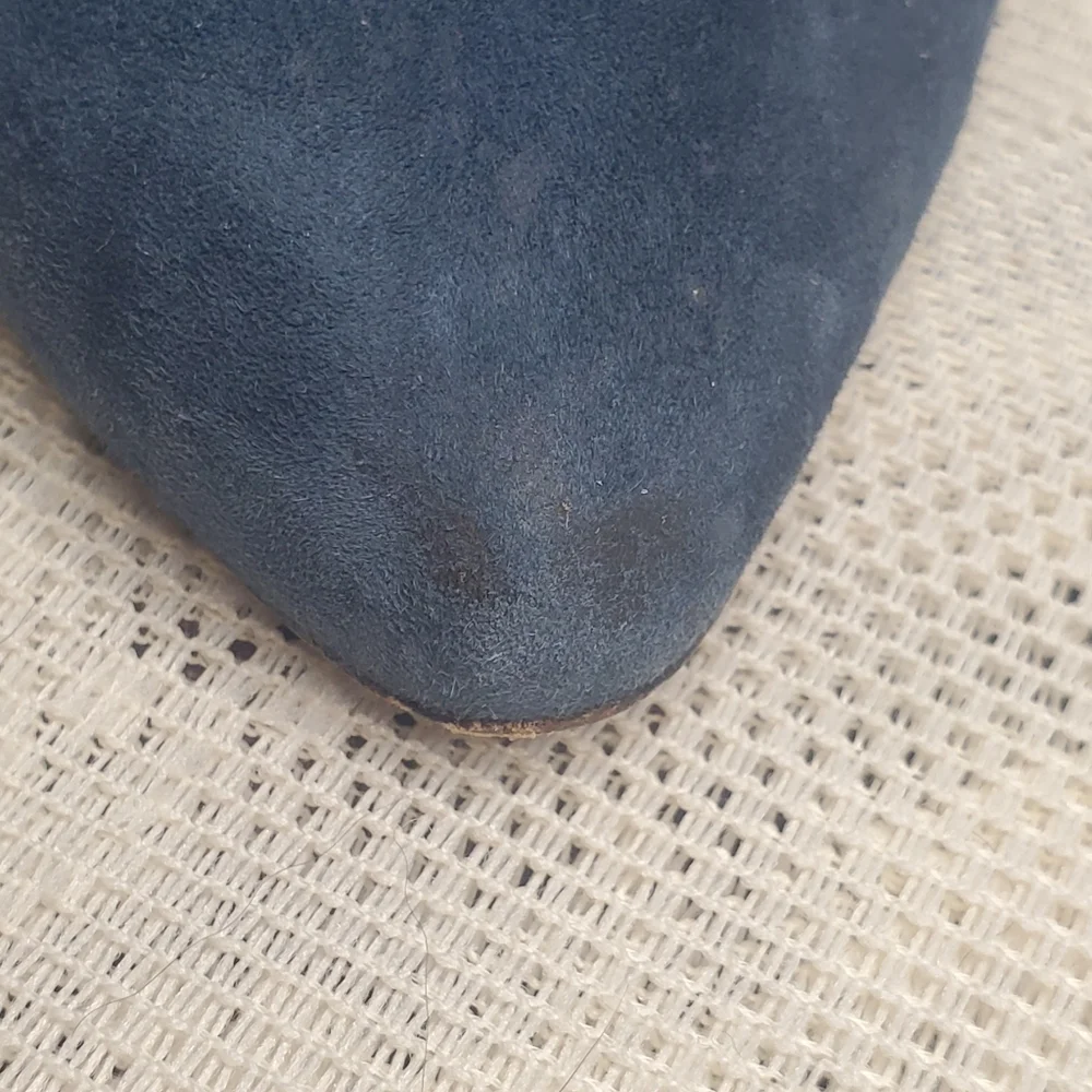 Rebecca Minkoff Brie D'orsay Blue Suede Heels pumps point toe size 6‎